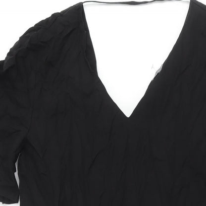 b.young Womens Black Lyocell Shift Size 10 V-Neck Pullover