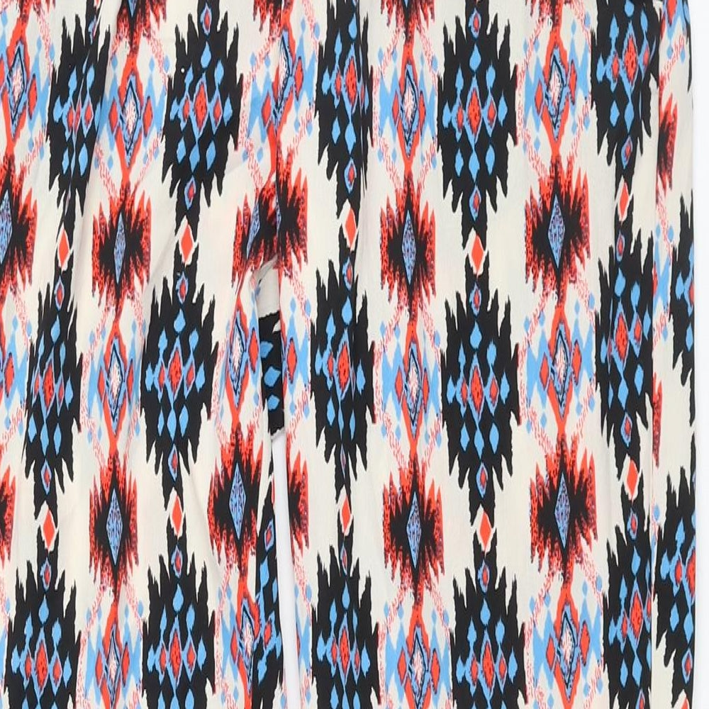 New Look Womens Multicoloured Geometric Polyester Harem Trousers Size 8 L29 in Regular - Elasticated Waist