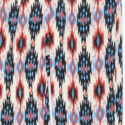 New Look Womens Multicoloured Geometric Polyester Harem Trousers Size 8 L29 in Regular - Elasticated Waist