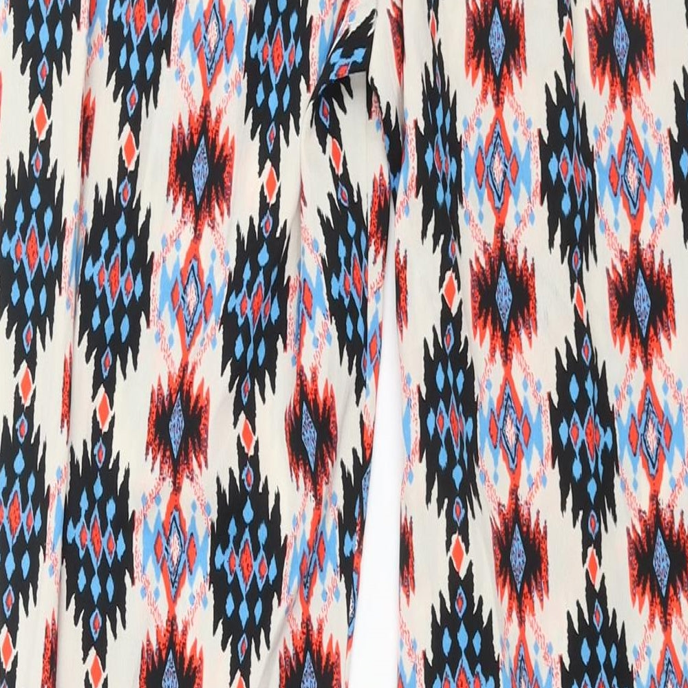 New Look Womens Multicoloured Geometric Polyester Harem Trousers Size 8 L29 in Regular - Elasticated Waist