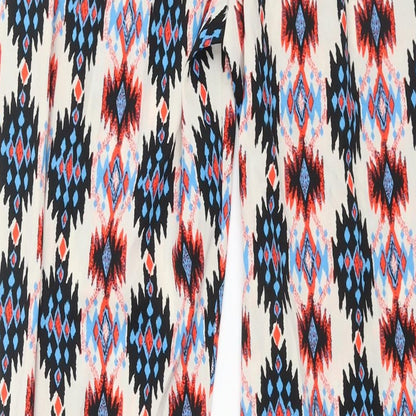 New Look Womens Multicoloured Geometric Polyester Harem Trousers Size 8 L29 in Regular - Elasticated Waist