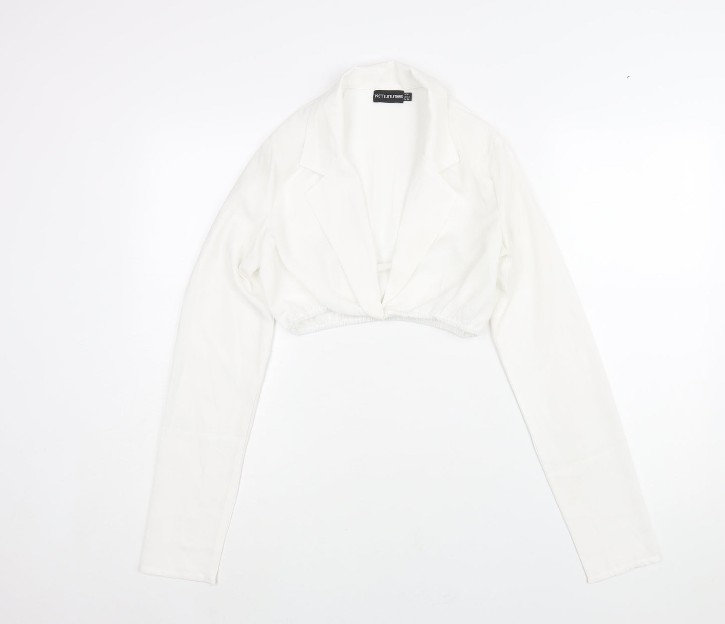 Womens UK Size 6 PRETTYLITTLETHING White Cropped Blouse