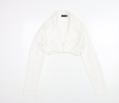Womens UK Size 6 PRETTYLITTLETHING White Cropped Blouse