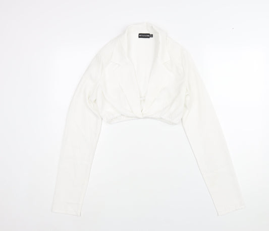 Womens UK Size 6 PRETTYLITTLETHING White Cropped Blouse