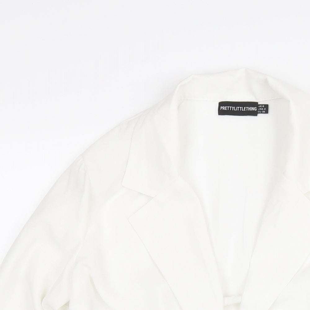 Womens UK Size 6 PRETTYLITTLETHING White Cropped Blouse