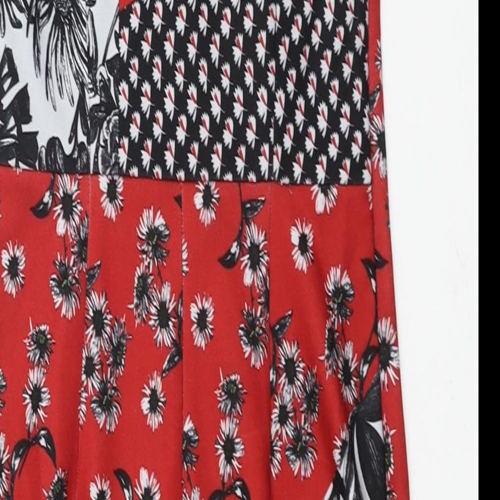 NEXT Womens Multicoloured Geometric Polyester Bodycon Size 8 Round Neck Zip