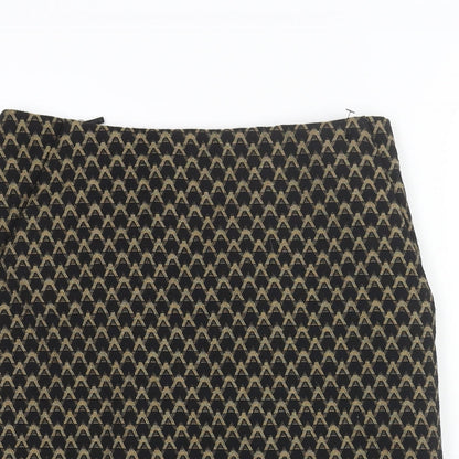 Marks and Spencer Womens Black Geometric Polyester Straight & Pencil Skirt Size 8 Zip