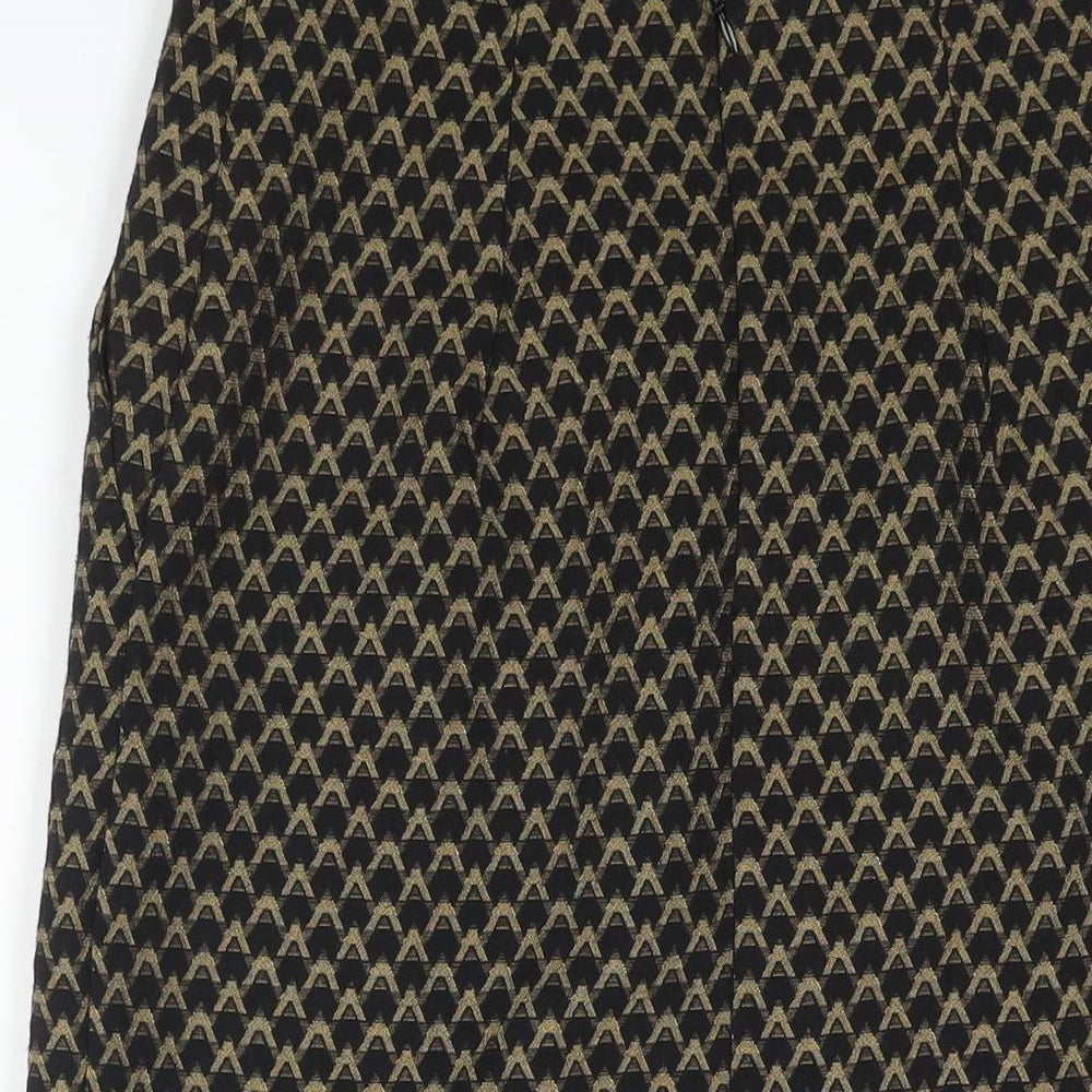 Marks and Spencer Womens Black Geometric Polyester Straight & Pencil Skirt Size 8 Zip