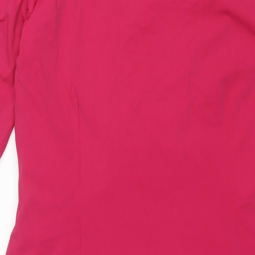Autograph Womens Pink Polyamide Shift Size 14 V-Neck Pullover - Rouched