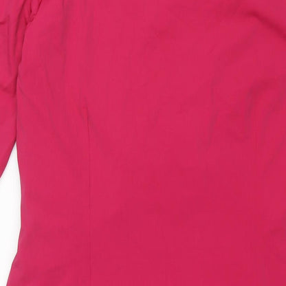 Autograph Womens Pink Polyamide Shift Size 14 V-Neck Pullover - Rouched
