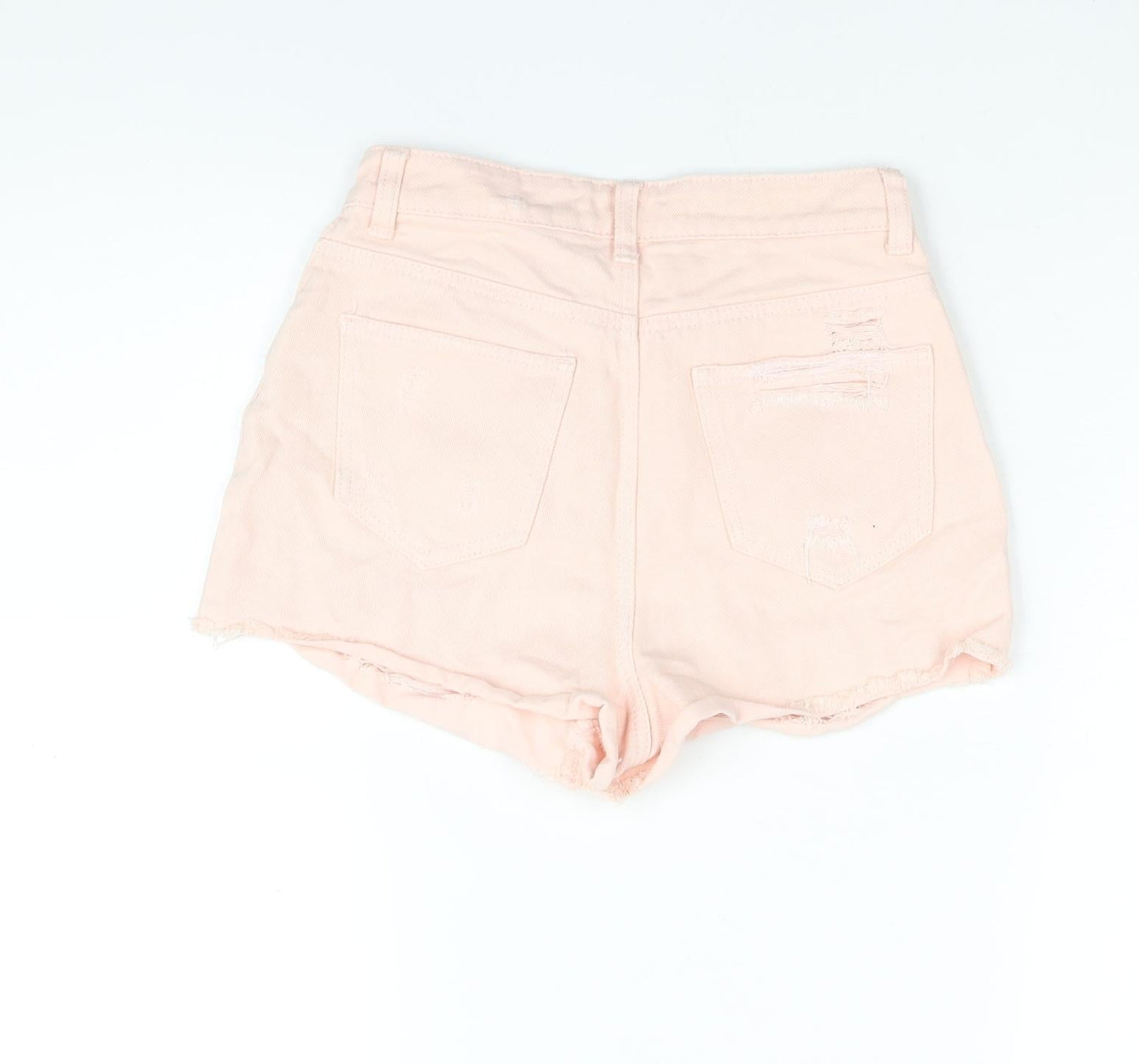 Denim & Co. Womens Pink Cotton Cut-Off Shorts Size 6 Regular Zip - Distressed Denim