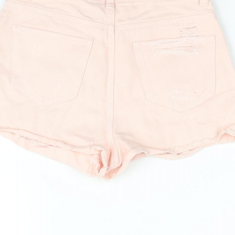 Denim & Co. Womens Pink Cotton Cut-Off Shorts Size 6 Regular Zip - Distressed Denim