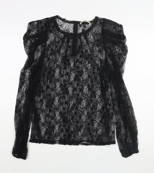 Womens UK Size L Oasis Black Basic Blouse