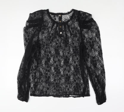 Womens UK Size L Oasis Black Basic Blouse