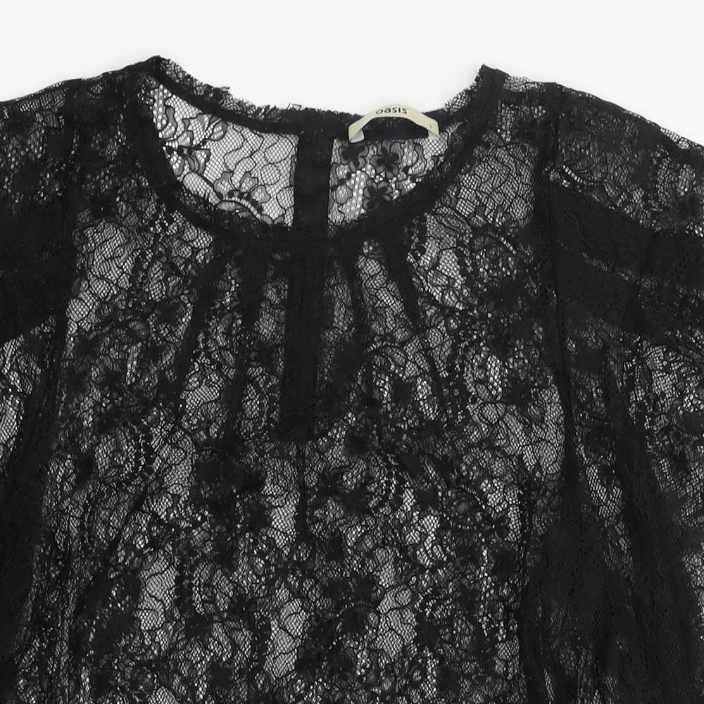 Womens UK Size L Oasis Black Basic Blouse