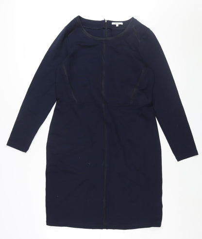 Sandwich Womens Blue Viscose Shift Size L Round Neck Zip