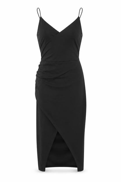 Club L Womens Black Polyester Wrap Dress Size 10 V-Neck Pullover - Cowl Back