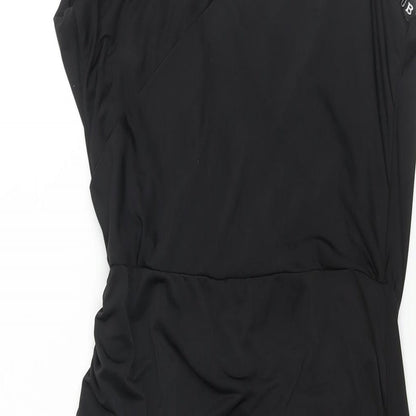 Club L Womens Black Polyester Wrap Dress Size 10 V-Neck Pullover - Cowl Back