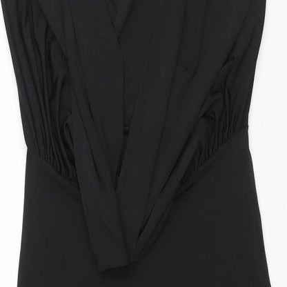 Club L Womens Black Polyester Wrap Dress Size 10 V-Neck Pullover - Cowl Back