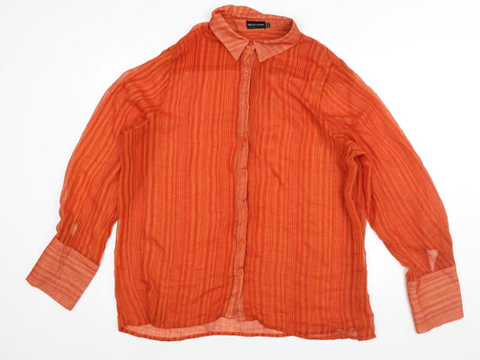 Womens UK Size 6 PRETTYLITTLETHING Orange Basic Button-Up