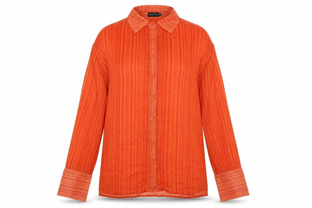 Womens UK Size 6 PRETTYLITTLETHING Orange Basic Button-Up