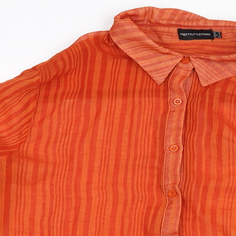Womens UK Size 6 PRETTYLITTLETHING Orange Basic Button-Up