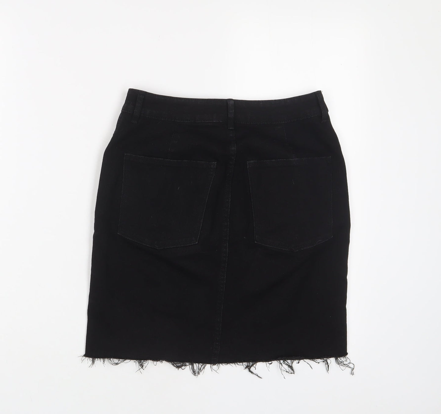 H&M Womens Black Cotton A-Line Skirt Size 8 Zip