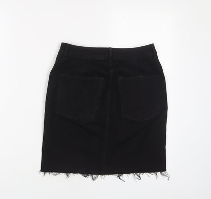 H&M Womens Black Cotton A-Line Skirt Size 8 Zip