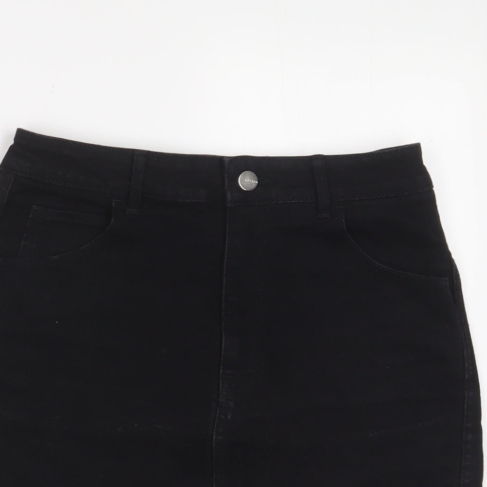 H&M Womens Black Cotton A-Line Skirt Size 8 Zip