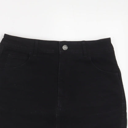 H&M Womens Black Cotton A-Line Skirt Size 8 Zip