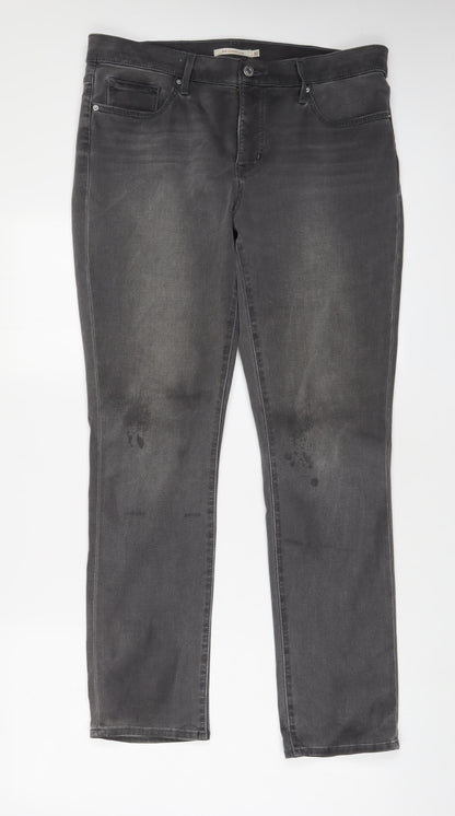 Levi's Womens Grey Cotton Straight Jeans Size 32 in L30 in Slim Zip