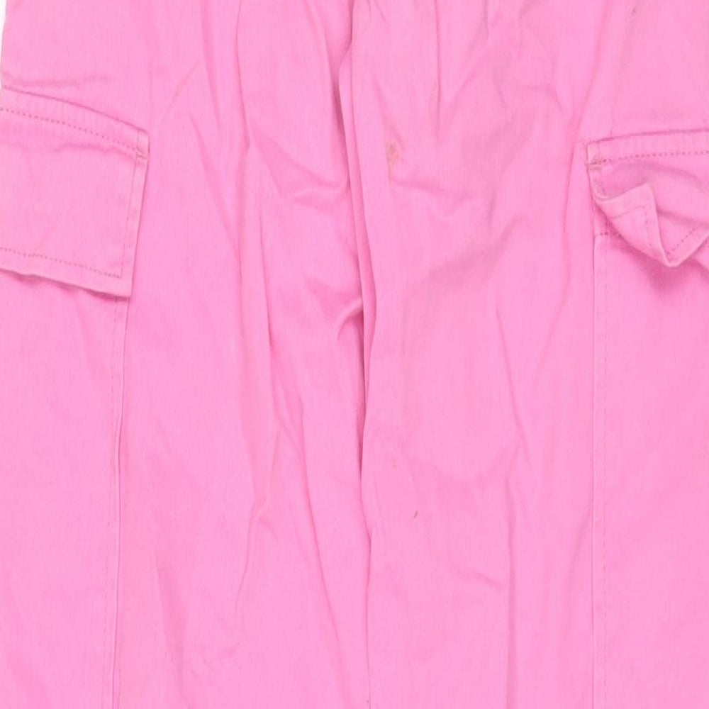 Denim & Co. Womens Pink Cotton Cargo Trousers Size 10 L32 in Regular Zip