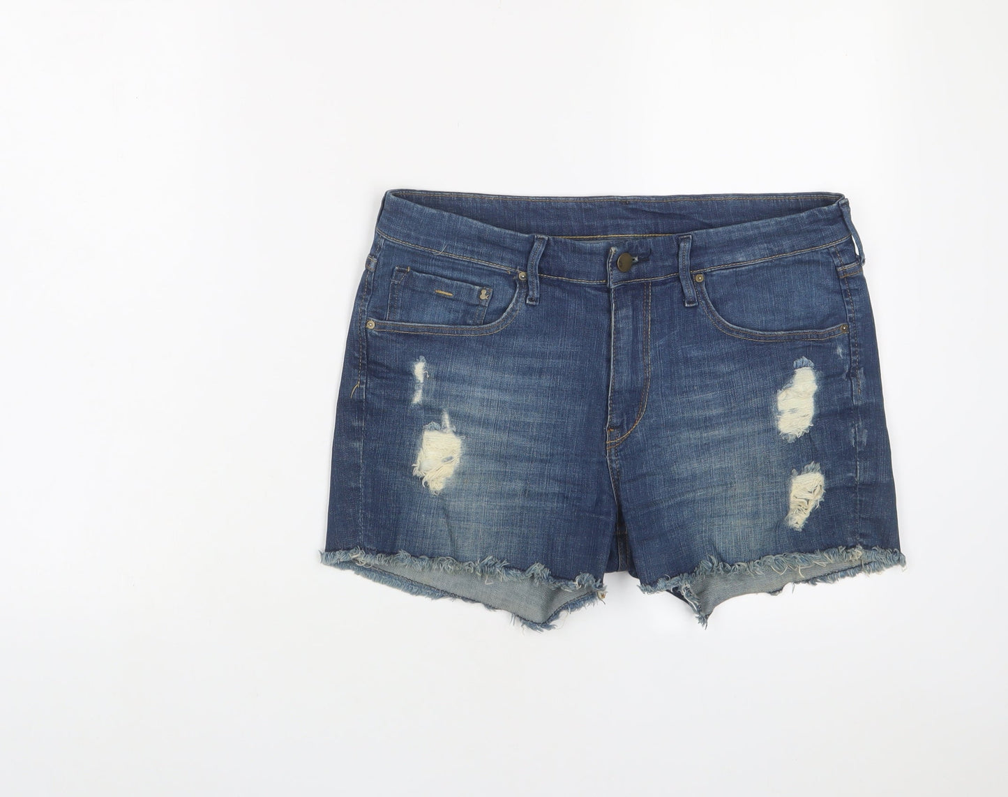 H&M Womens Blue Cotton Basic Shorts Size 30 in L3 in Regular Zip