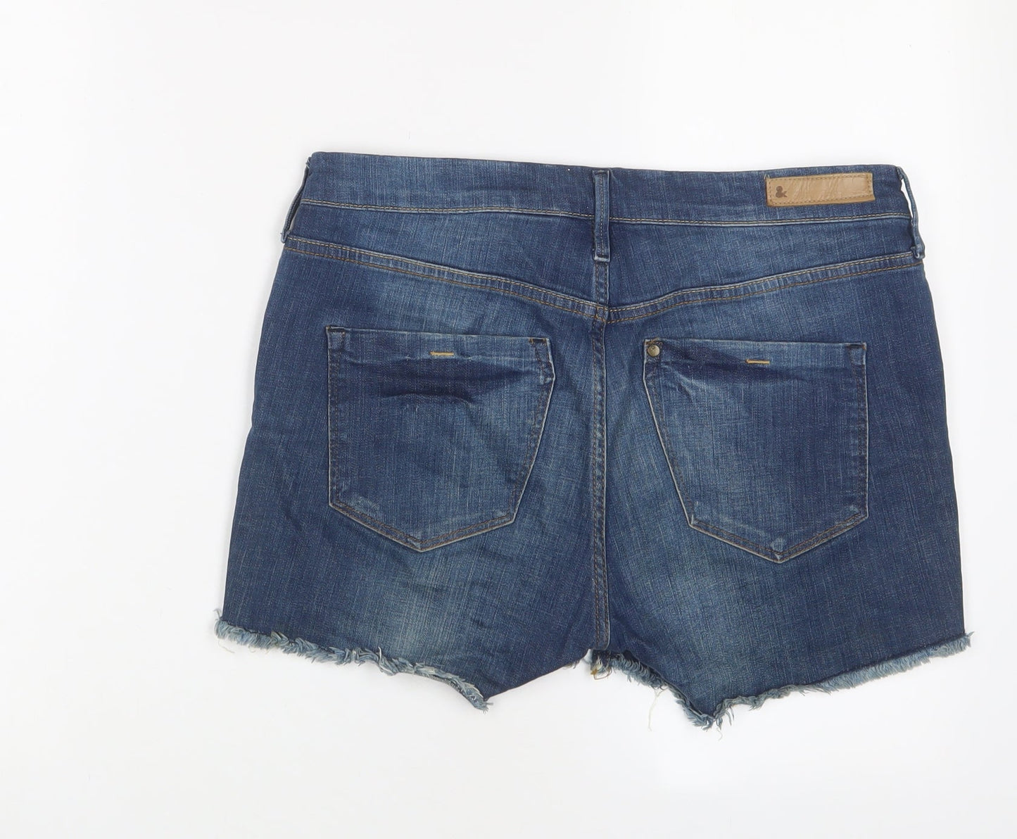 H&M Womens Blue Cotton Basic Shorts Size 30 in L3 in Regular Zip