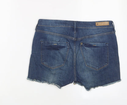 H&M Womens Blue Cotton Basic Shorts Size 30 in L3 in Regular Zip