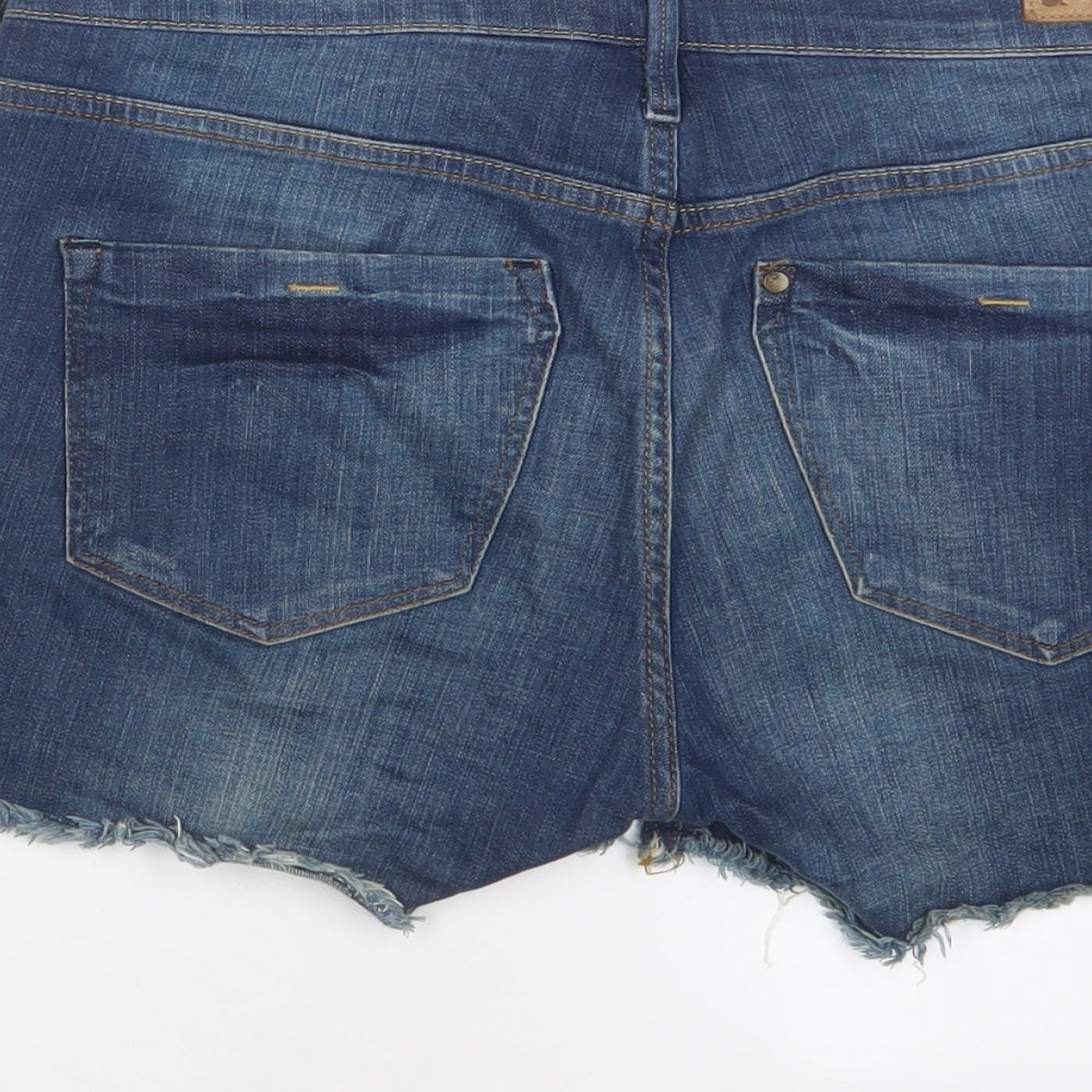 H&M Womens Blue Cotton Basic Shorts Size 30 in L3 in Regular Zip
