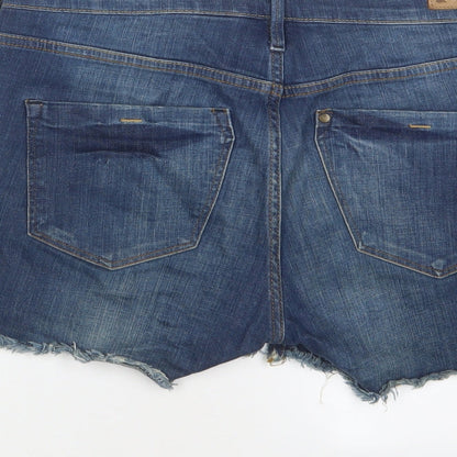 H&M Womens Blue Cotton Basic Shorts Size 30 in L3 in Regular Zip