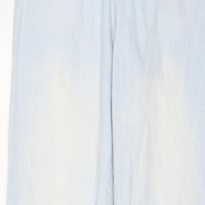Zara Womens Blue Cotton Wide-Leg Jeans Size 8 L31 in Regular Zip