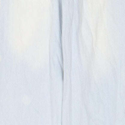 Zara Womens Blue Cotton Wide-Leg Jeans Size 8 L31 in Regular Zip