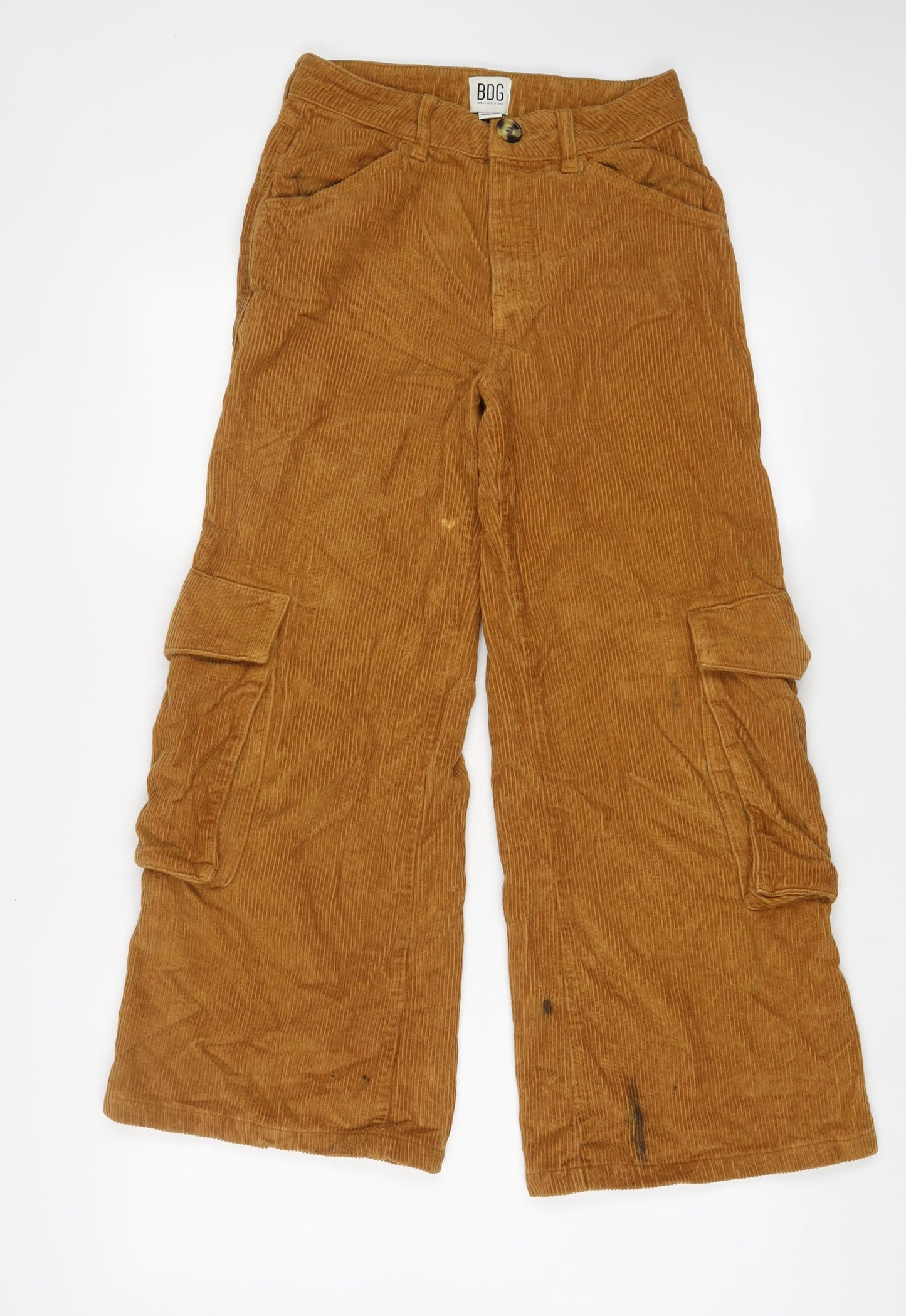 BDG Womens Brown Cotton Trousers Size XS L27 in Regular Zip