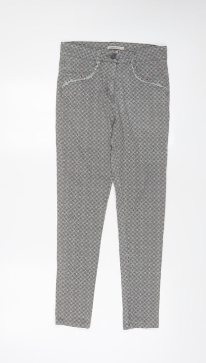 Logo Womens Grey Geometric Cotton Skinny Jeans Size 28 in L26 in Regular Zip