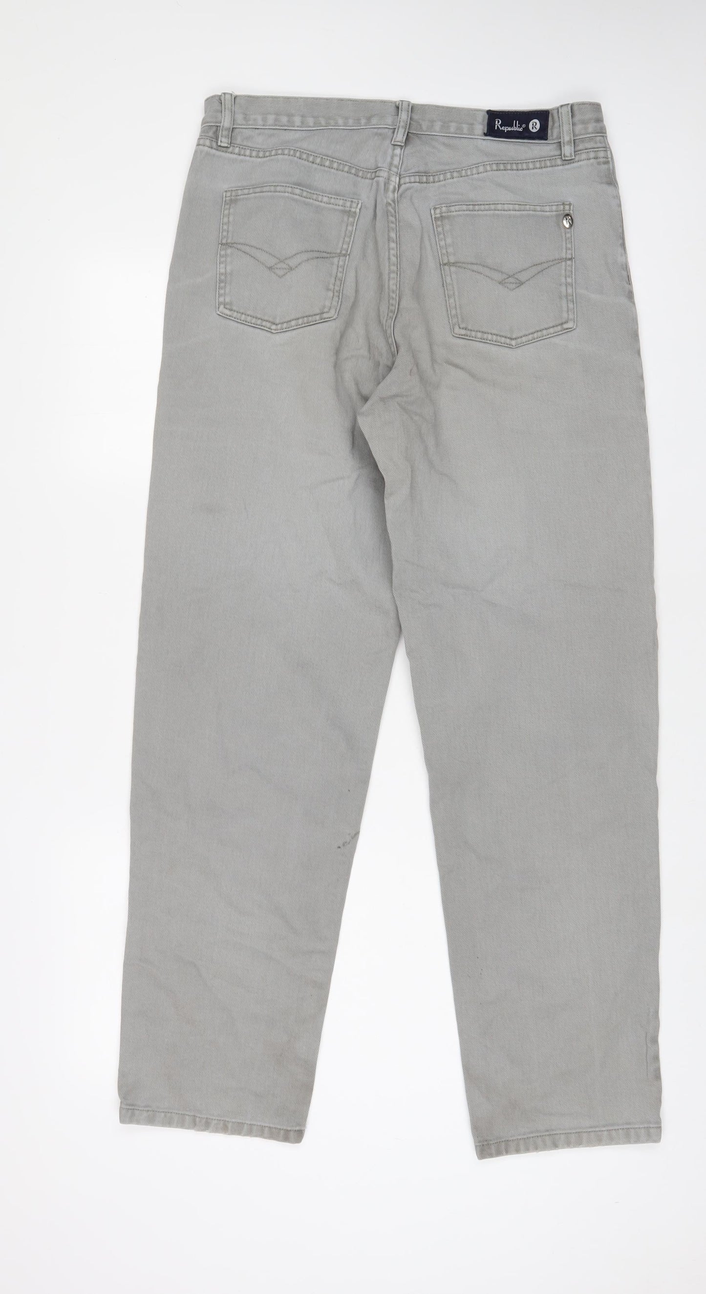 Mens UK Size 32 in Republic Regular Fit Straight Grey Jeans