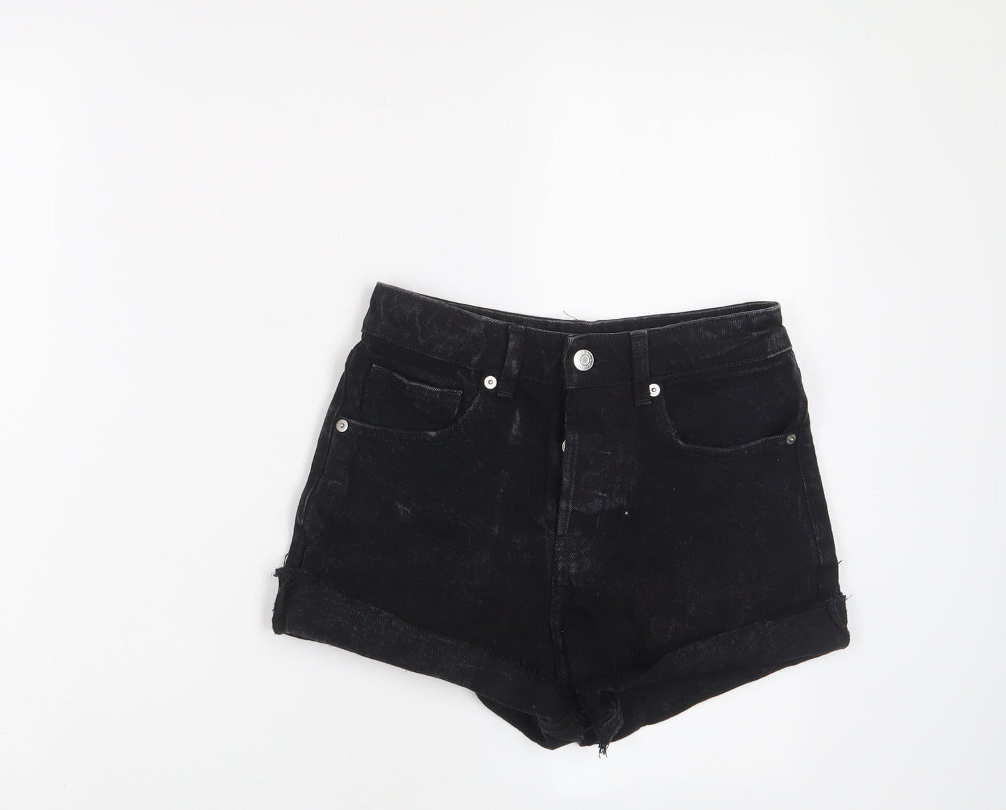 H&M Womens Black Cotton Basic Shorts Size 4 Regular Zip