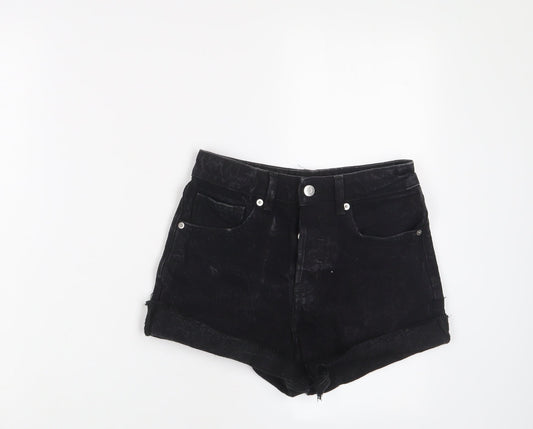 H&M Womens Black Cotton Basic Shorts Size 4 Regular Zip