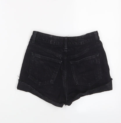 H&M Womens Black Cotton Basic Shorts Size 4 Regular Zip