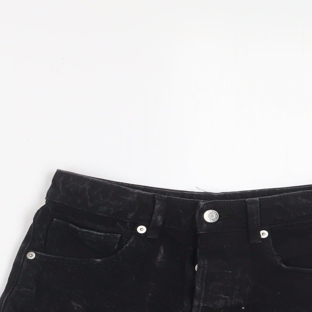 H&M Womens Black Cotton Basic Shorts Size 4 Regular Zip