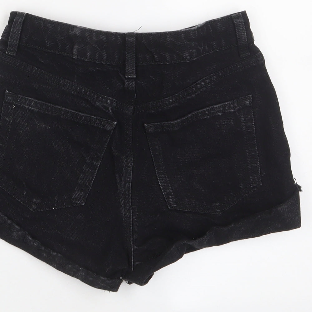 H&M Womens Black Cotton Basic Shorts Size 4 Regular Zip