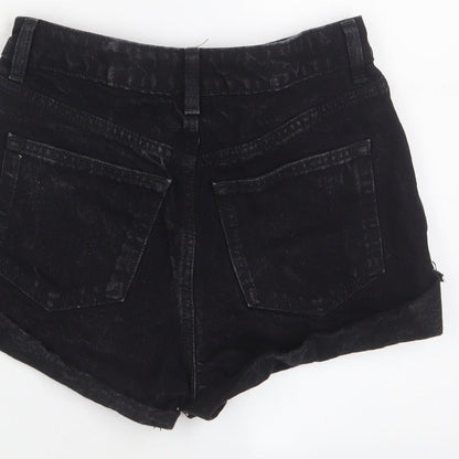 H&M Womens Black Cotton Basic Shorts Size 4 Regular Zip