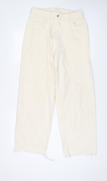 COLLUSION Womens Beige Cotton Wide-Leg Jeans Size 28 in L32 in Regular Zip