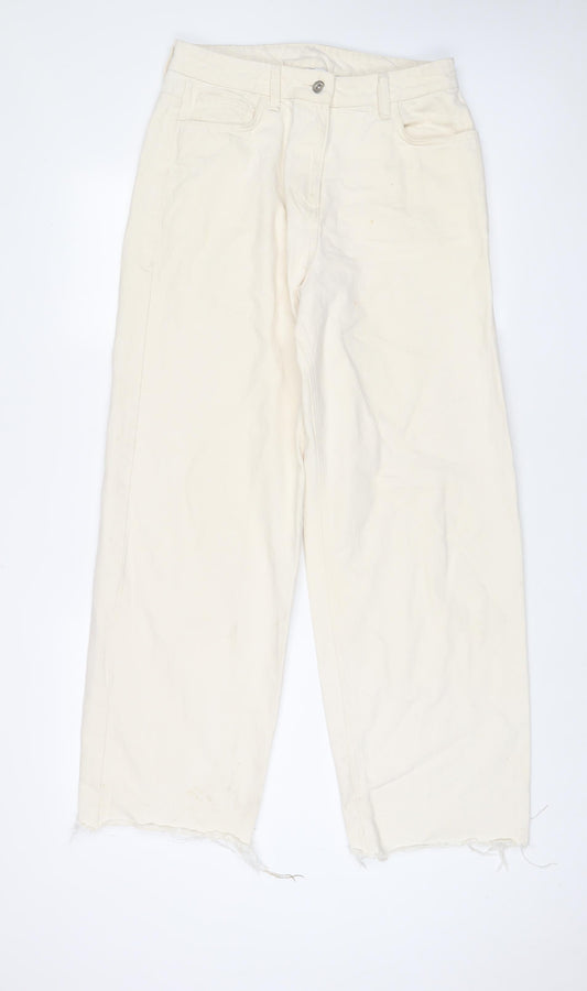 COLLUSION Womens Beige Cotton Wide-Leg Jeans Size 28 in L32 in Regular Zip